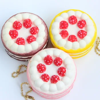 

30PCS mini squishy slow rising 6CM kawaii small strawberry cake emulate food scented handbag phone charm child's squeeze toys