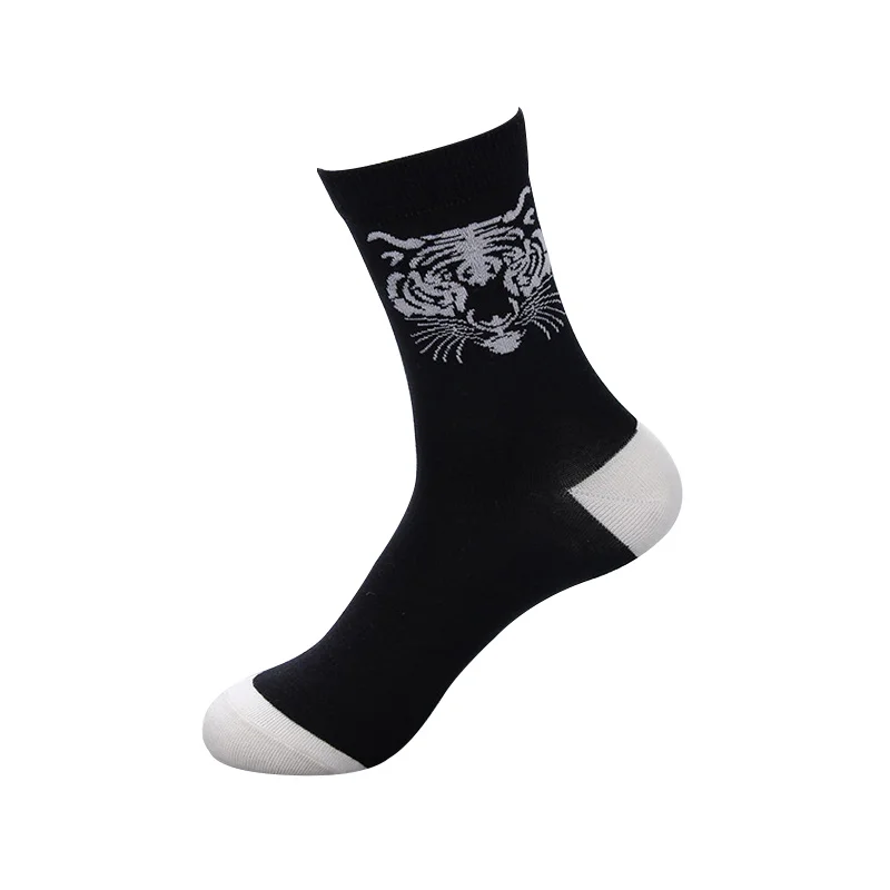 125 Pairs Tiger Printed Cotton Men Middle Socks Trendy Creative Mixed Color Socks Warm Socks Casual Anti-Bacterial Deodorant Breatheable -  - 