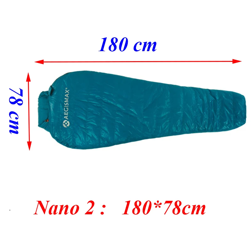 Branco para Baixo Saco de Dormir 2 Aegismax Novo Mini Atualização Nano e nano 2 Splicing Longo 95% Ganso Ultraleve Mummy Caminhadas Camping 800 fp 8 Cheap Sacos de dormir