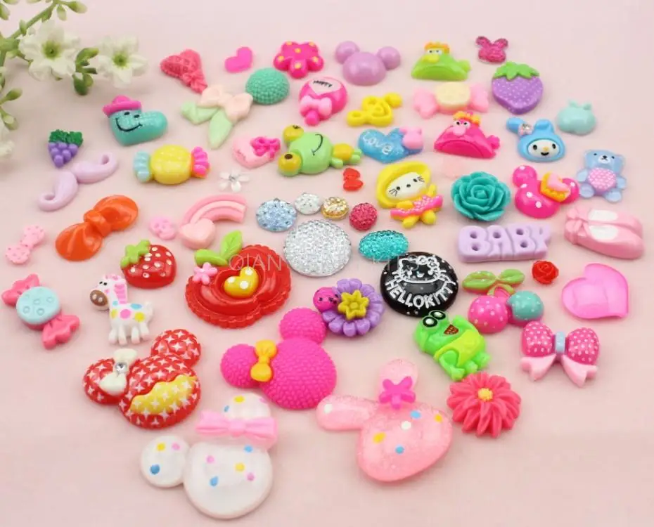 

250pcs kawaii Resin animal, sweets ,Flower,Miniature,Glitter, Deco cabochon Flatbacks mix quality selected sampler set D25