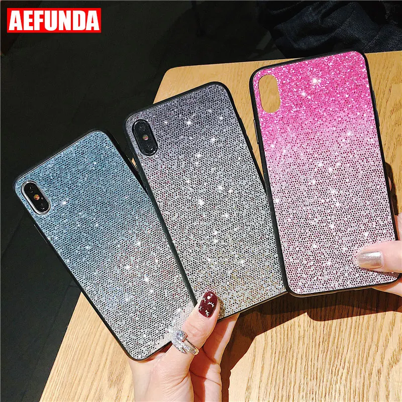 Чехол для iPhone X XS Max XR женские чехлы 7 6 6S 8 Plus роскошные градиентные блестящие