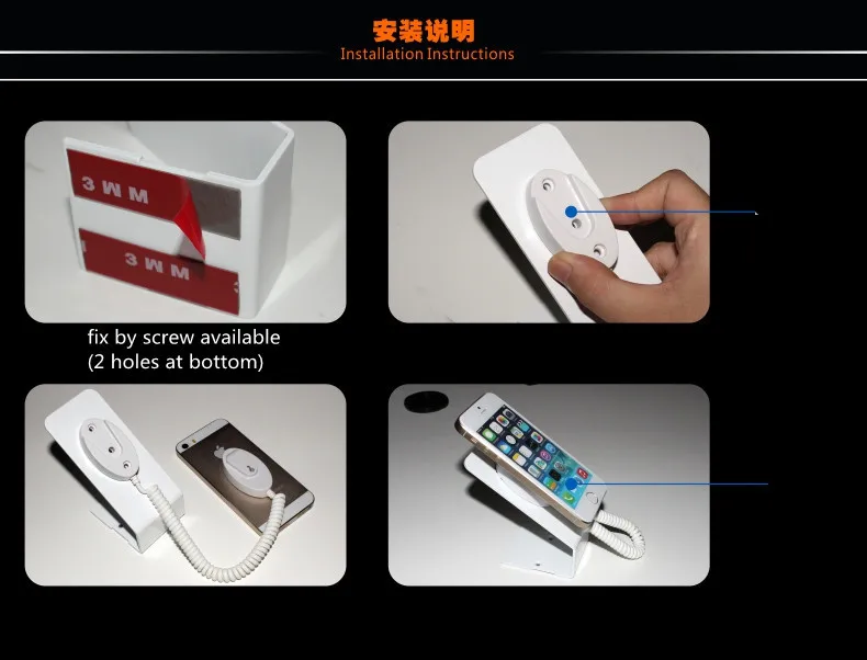 

25 pcs/package DHL air express metal white pull box stand for mobile phone secure display