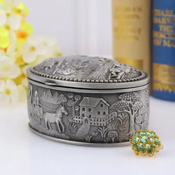 

Collection Chinese Miao Silver Hand Carved Ancient Figure Carriage Horse Decorative Pattern Jewelry Box Statue