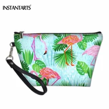 INSTANTARTS Cute Cartoon Tropical Flamingos 3D Printing Women Cosmetic Cases Fashion Brand PU Makeup Bags Travel Organizer Bags