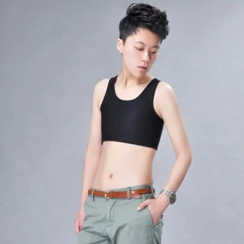 

New Breathable Buckle Short Chest Breast Binder Tran Vest Casual Shapers Tops Black and White Short Corset Tee Tops Wholesale