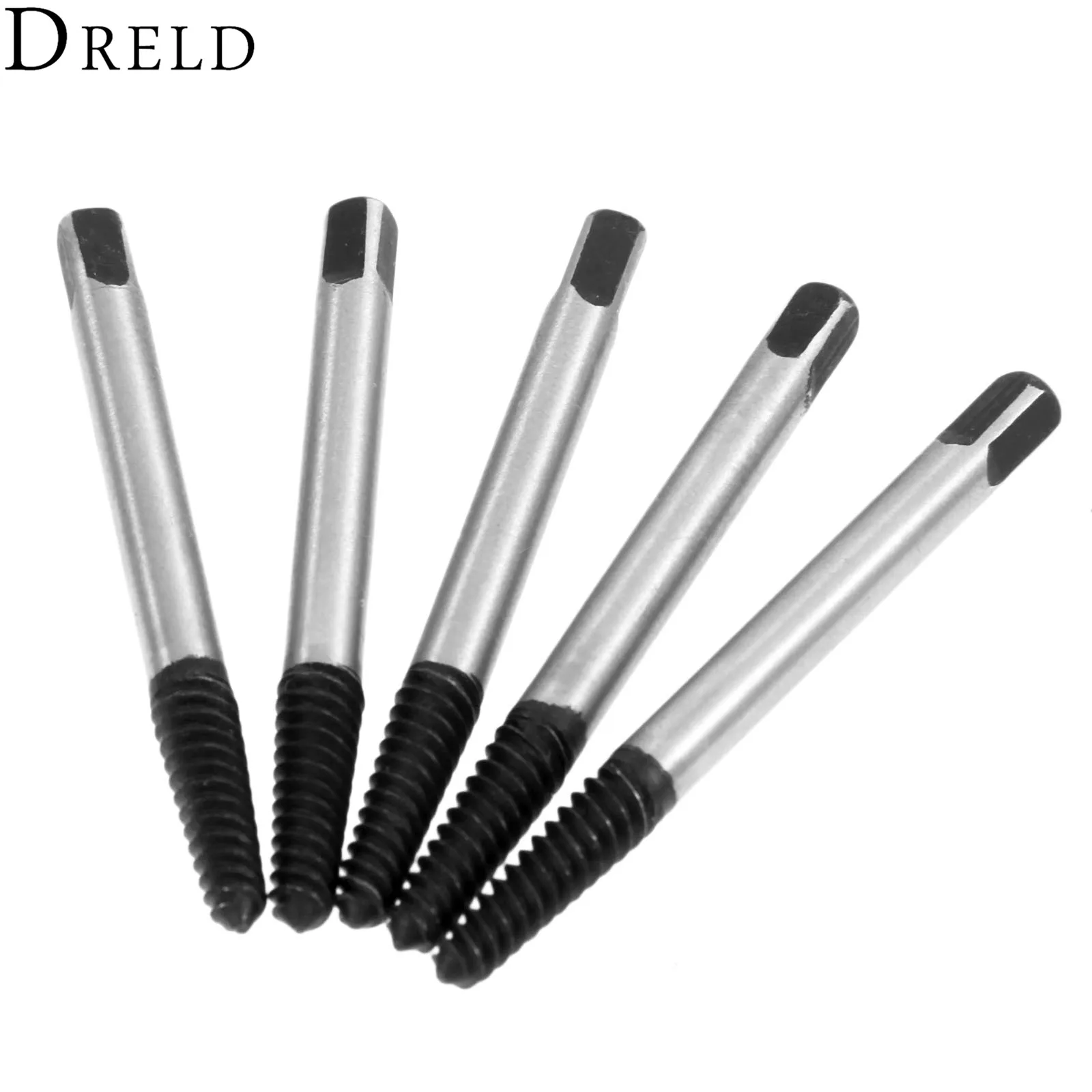 DRELD 5Pcs Steel Screw Extractor Drill Bits Guide Set Broken Damaged
