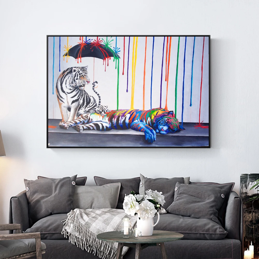 

Watercolor Tigers Wall Art Decorative Canvas Graffiti Art Prints Street Art Canvas Paintings On The Wall Picture Home Wall Decor