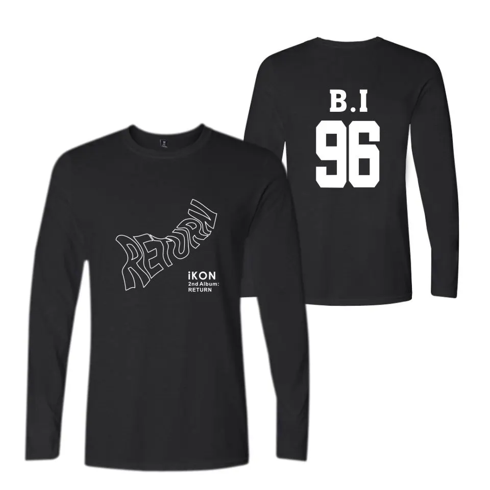 

2019 New KPOP IKON New Album Tshirt T shirt Fashion Korean Popular Idol Unisex Long Sleeve T-shirt Spring Casual T shirts Topsr