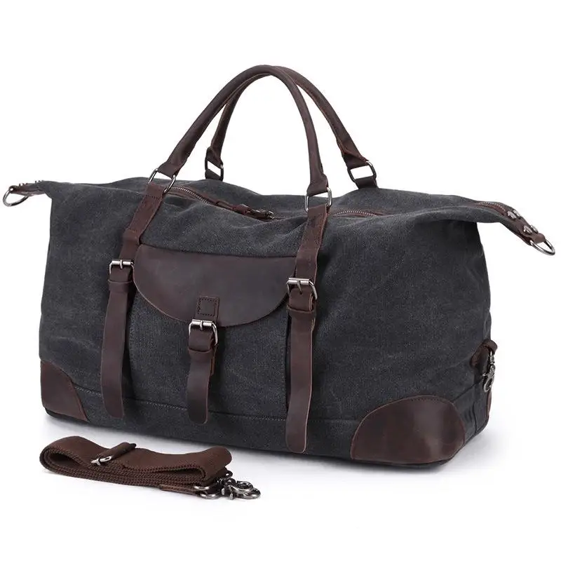 YUPINXUAN Pure Cotton Canvas Leather Travel Duffles for Men Large