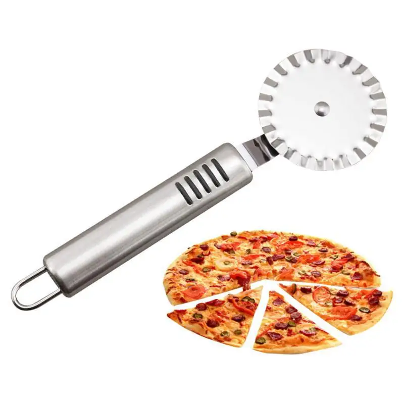 

EZLIFE Stainless Steel Pizza Cutter Pizza Knife & Wheels Handheld Cake Pizza Stone Roller Knife Kitchen Gadgets 19.5*6cm GF465