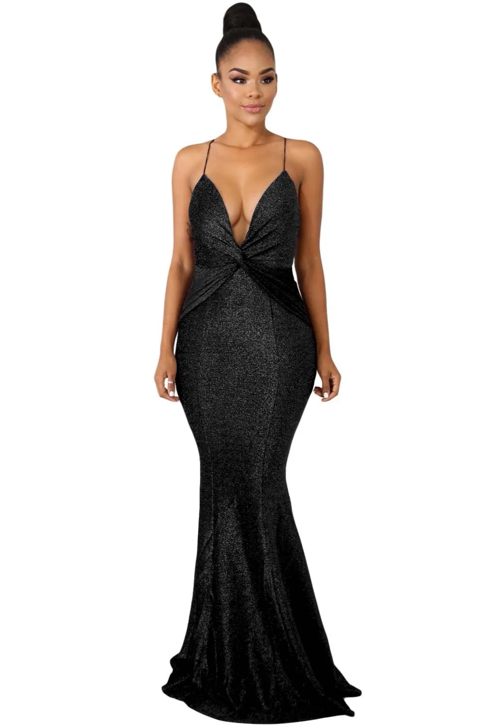 Black-Shine-Twist-Maxi-Dress-LC610988-2-1
