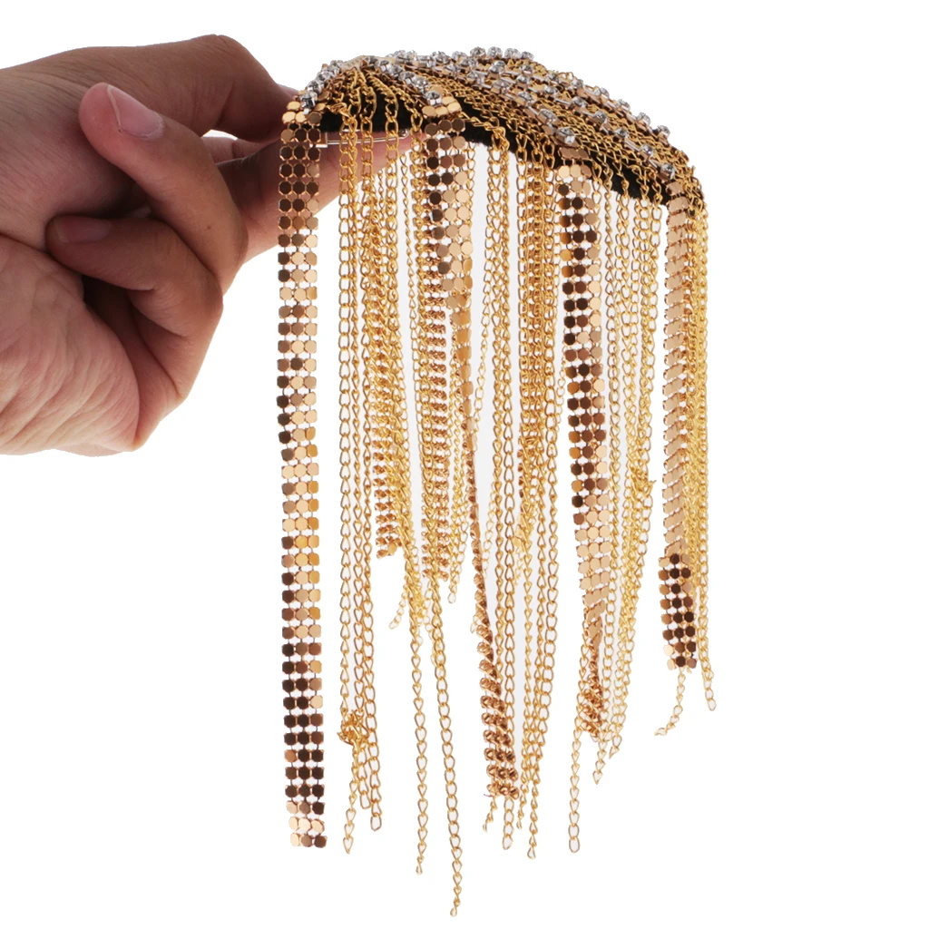 2 Pairs Military Party Star Tassel Link Chain Epaulet Shoulder Boards Badge