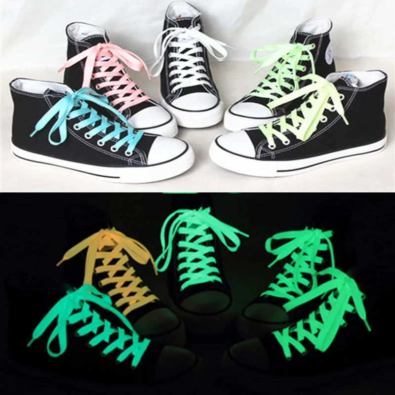 1 Пара светящихся шнурков; флуоресцентная обувь; кружевная светящаяся в темноте Женская и мужская обувь; кружевные кроссовки; парусиновая повседневная обувь на плоской подошве