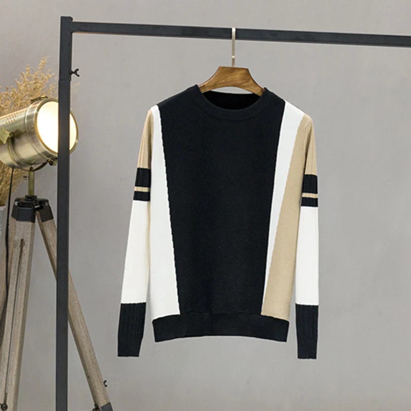 

GGRIGHT Autumn Winter Sweater Women Contrast Color Casual Pullovers Women Long Sleeve O-Neck Knitted Tops Women Jumper Femme