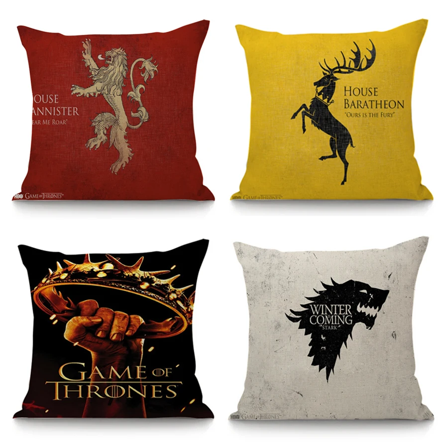 

Game Of Thrones Pattern Printed Decorative Pillow Case Cotton Linen Chair Seat Throw Pillows Decorative Pillowcase Pillow Cover