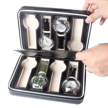 8 сеток из искусственной кожи для путешествий; коробка для часов для хранения показа часов Дисплей для хранения Удобная коробка лоток на молнии для коллекционера ювелирных изделий Чехол