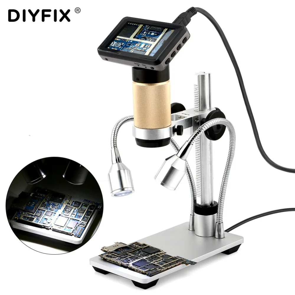  DIYFIX 10-300X USB Microscope HDMI Microscope Long Object Distance Digital for Mobile Phone BGA SMT