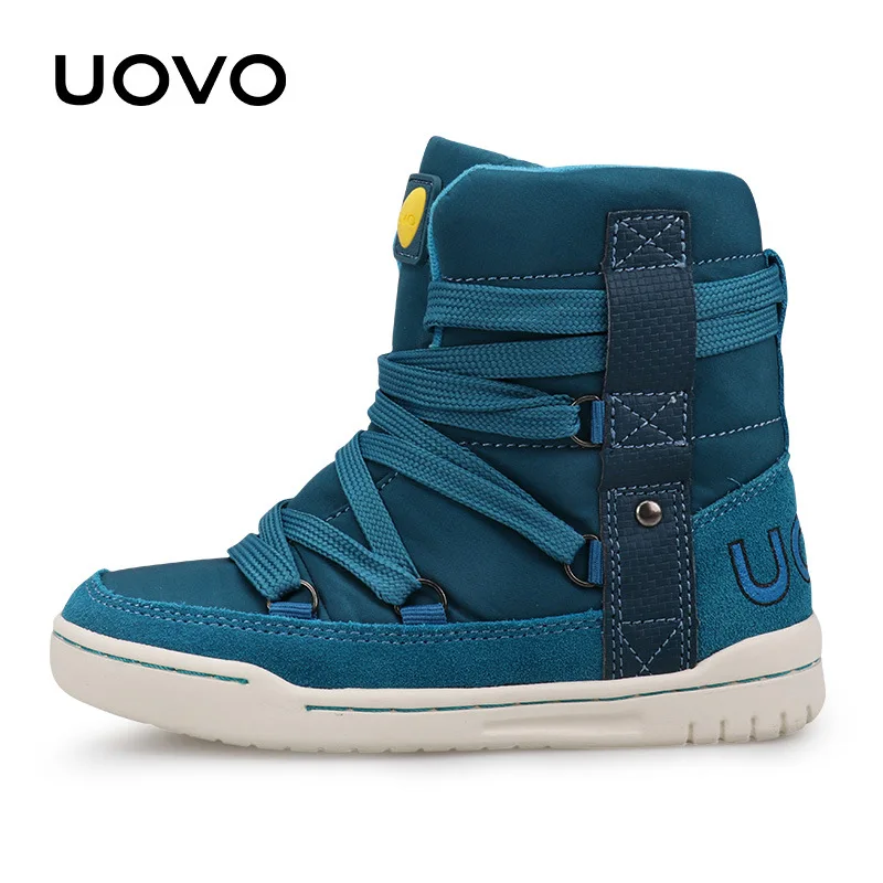 Бренд UOVO, детская зимняя обувь, модная детская повседневная спортивная обувь для мальчиков и девочек, высокие детские кроссовки, размер 28#-39 - Цвет: Blue