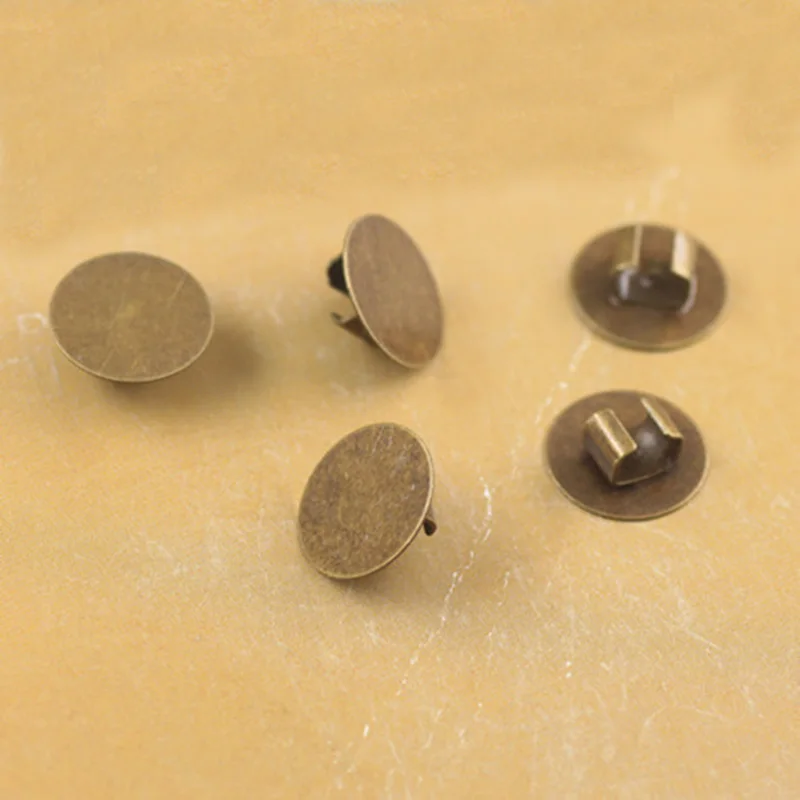 50PCS Antique Bronze Metal Cuffs with 12mm pads for attaching accessories on elastic hair bands