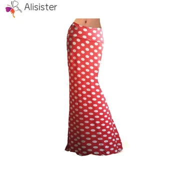 

New Spring Summer Red Dot Skirt Women High Waist Knitting Elastic Maxi Skirts Womens Casual Home Party Skirt Plus Size
