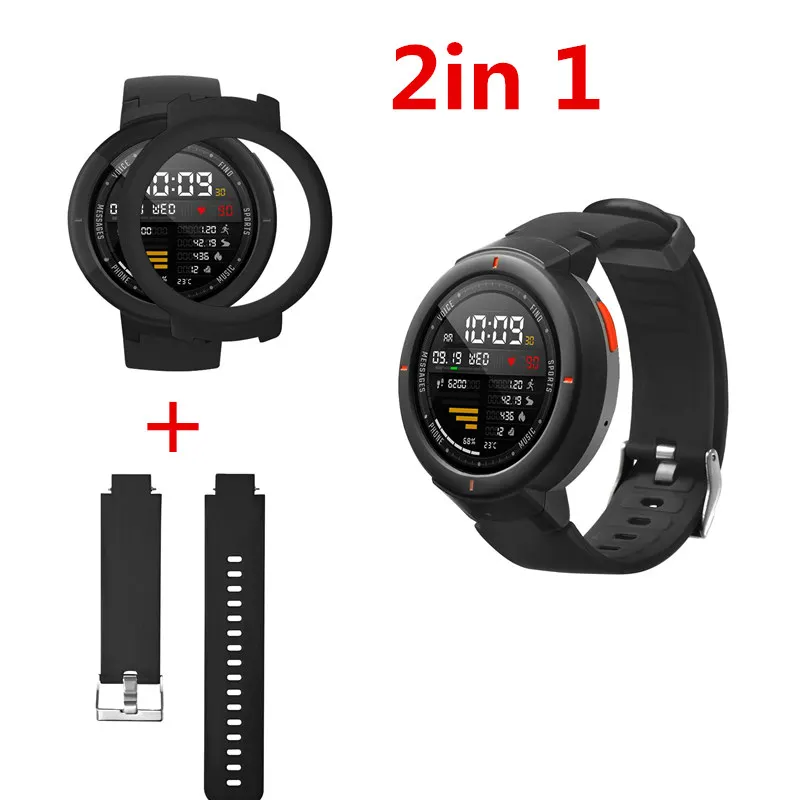 2в1 для Huami Amazfit Verge ремешок силиконовый Смарт-часы+ PC Рамка Защитные чехлы крышка оболочка для Huami Amazfit Verge3