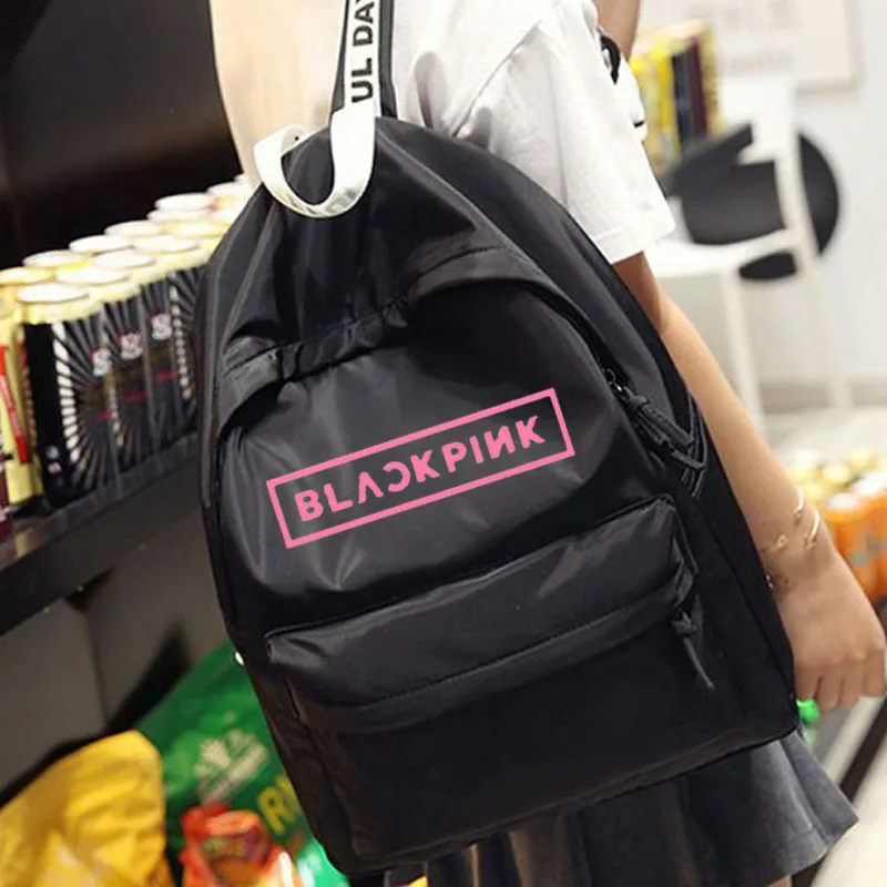 

BlackPink Bag Same Lisa Rose Jisoo Jennie College Style Shoulder Backpack Male Female Students Backpack KPOP Version Trend Bag