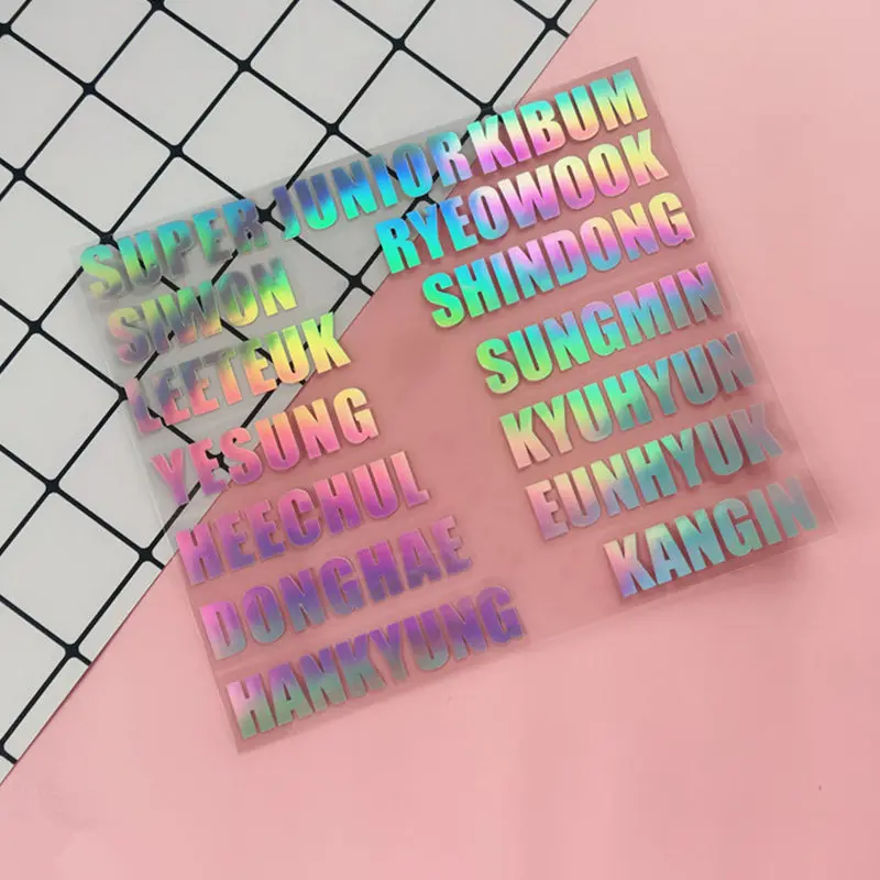 

Kpop Super Junior Hologram Sticker Heechul Eunhyuk Laser Stickers Cosplay Luggage Sticker Decals