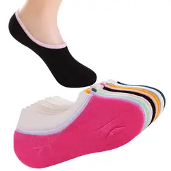 5 пар Для женщин носки-башмачки милые Карамельный цвет носки для девочек Тапочки Meias Sokken дамы невидимые силиконовые Нескользящие Летние