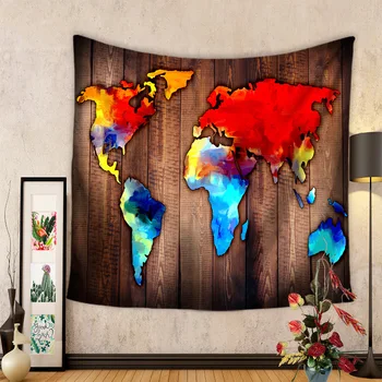 

2019 New Creative Colorful World Map Tapestry Polyester Wall Hanging Tapestries Beach Throw Door Curtain Blanket Yoga Shawl Mat