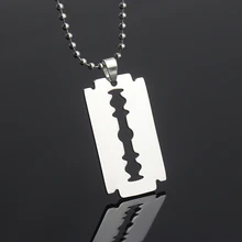 Creative Stainless Steel Razor Charms Pendants Silver Ball Blade Chain Necklaces for Men Fashion Jewelry new Year Gifts Bluelans
