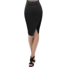 OL Женская ассиметричная сексуальная юбка с высокой талией, летняя модная облегающая юбка, посылка, Однотонная юбка с разрезом по бокам