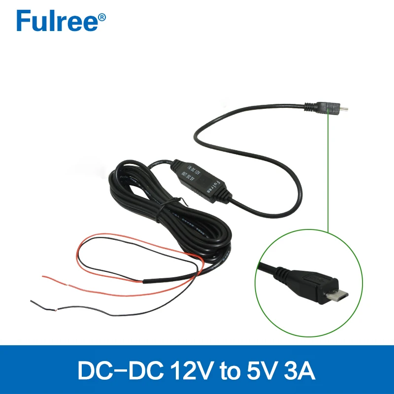 1 м 3 Мини/микро USB DC 12 В до 5 преобразователь автомобильное зарядное устройство