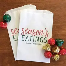 Пользовательский текст Рождество буфет лечения подарок бар год Свадьба День рождения лепесток бумажный пакет хлебобулочные печенья пакеты