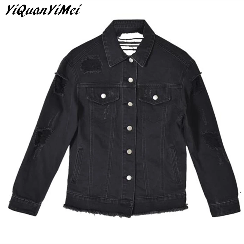 Veste Jean Vintage Mujer Denim Casual Femmes Effilochée Mode Chaquetas Casaco Manteaux Vestes Femini 115 Trou Yiquanyimei vqwtXX
