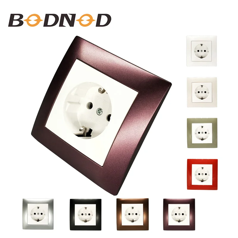 

Wall socket singel Socket withearth with purple color frame European standard DIY Socket 16A 250V Decorative