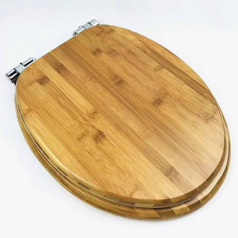 Universal buffer toilet seat cover,Solid wood bamboo toilet seats lid,High quality thicken bamboo Slow-Close toilet seats