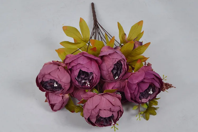Flone European Artificial Peony Flower Bouquet Simulation Silk Flower Fake Peony Wedding Home Party Decor Arrangement Floral (1)