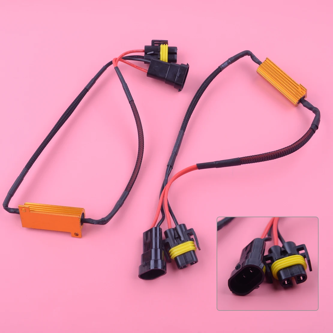 

DWCX 2pcs Error Free H8 H11 LED DRL Fog Light Bulbs Canbus Load Resistor Decoder Error Warning Canceller Accessories