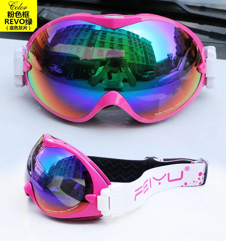 Открытый профессиональный мужчины или женщины снег очки ветрозащитный двойной анти-туман УФ зеркало Лыжные очки Сноубординг очки и коробка