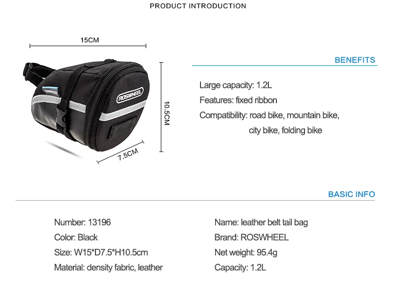 ROSWHEEL велосипедная седельная сумка, подседельная сумка для хранения, сумка для велосипеда MTB дорожный велосипед, задняя Сумка для велосипеда Bolsa Bisiklet Aksesuar13196