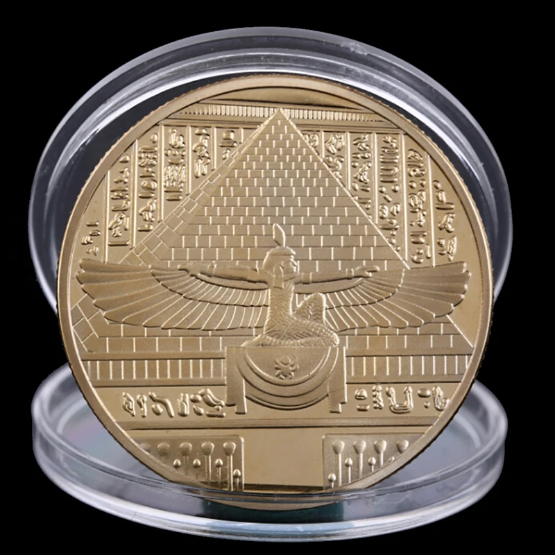 Fashion Ancient Egypt Sphinx Coins For Collection Gift Gold Plated Coins Challenge Coin