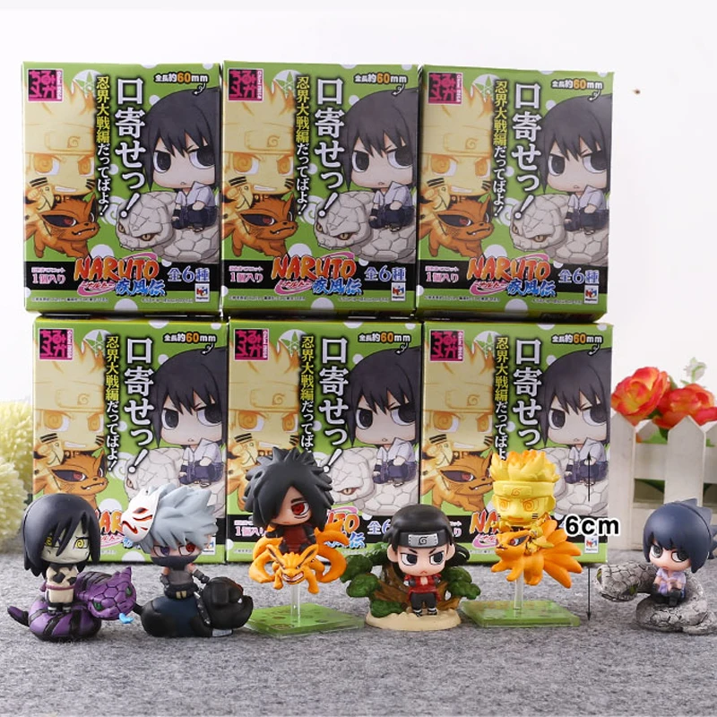 6pcs set Naruto Cute Version Sasuke Uchiha Itachi Uzumaki Naruto Action Figure Japanese Anime font b