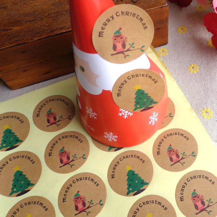 120Pcs 2018 Hot Sale Merry Christmas Tree Owl Handmade Cake Packaging Sealing Label Kraft Sticker Baking DIY Gift Stickers M1051 цена 120Pcs 2018 Hot Sale Merry Christmas Tree Owl Handmade Cake Packaging Sealing Label Kraft Sticker Baking DIY Gift Stickers M1051 цены онлайн
