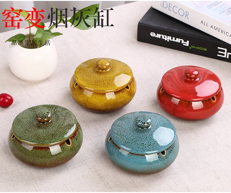 Decorative Oriental Ashtray Smokeless, Large Ceramic Body in 9 Colors