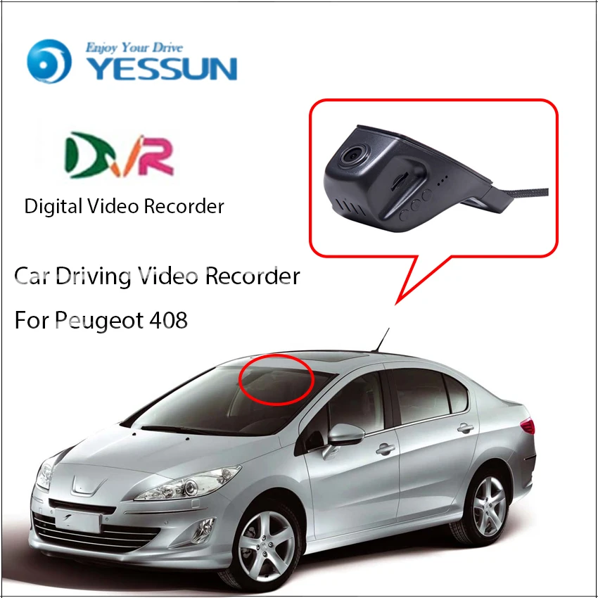Koop YESSUN Voor Peugeot 408 Auto Front Dash CAM Camera DVR Driving Video Recorder Voor iPhone Android APP Controle Functie