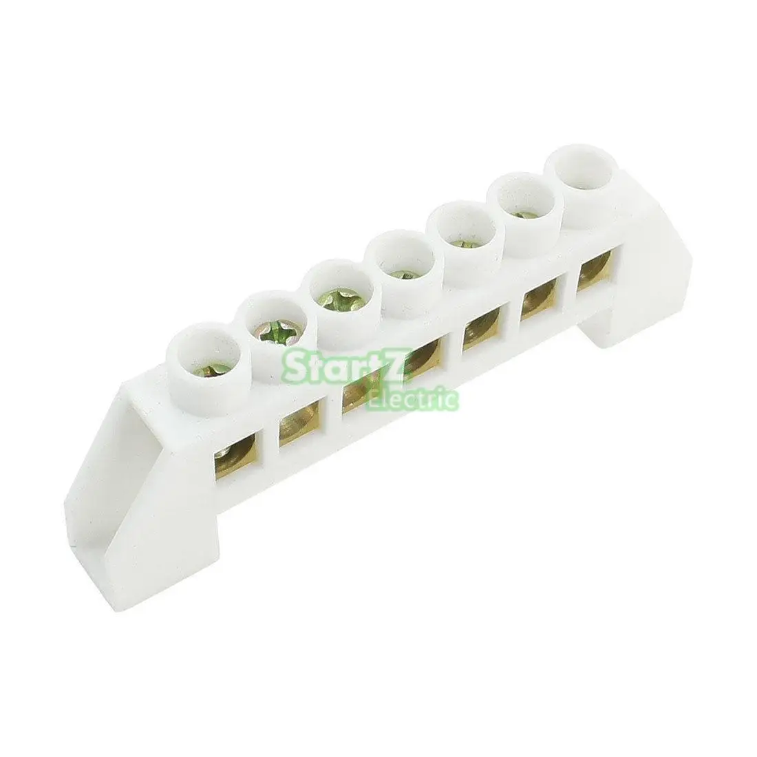 

2PCS White Bridge Design Zero Line 7 Position Copper Grounding Strip Terminal Block Connector