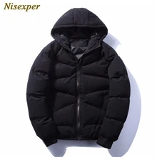 Толстые теплые мужские модные парки, однотонная флисовая зимняя куртка, мужские повседневные теплые дутые пальто с капюшоном и принтом