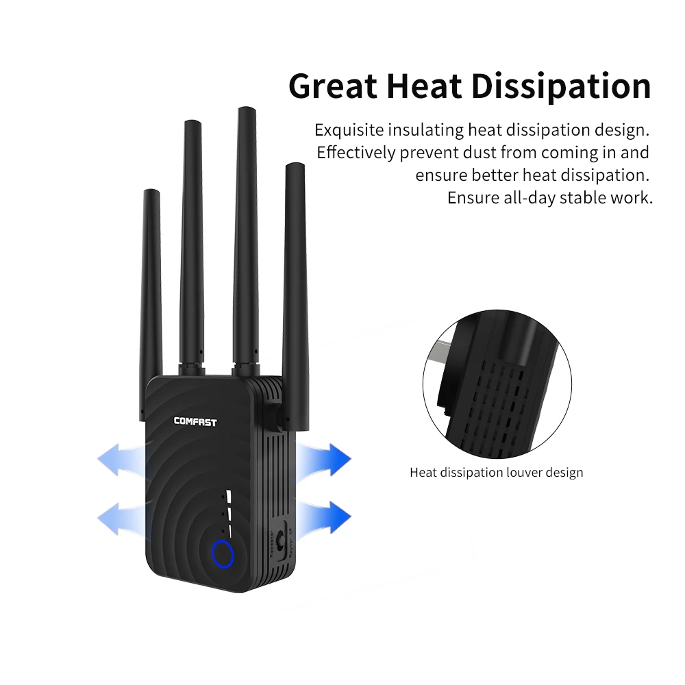 COMFAST WiFi повторитель Беспроводной двухдиапазонный маршрутизатор 1200 Мбит/с Режим WiFi расширитель беспроводной повторитель