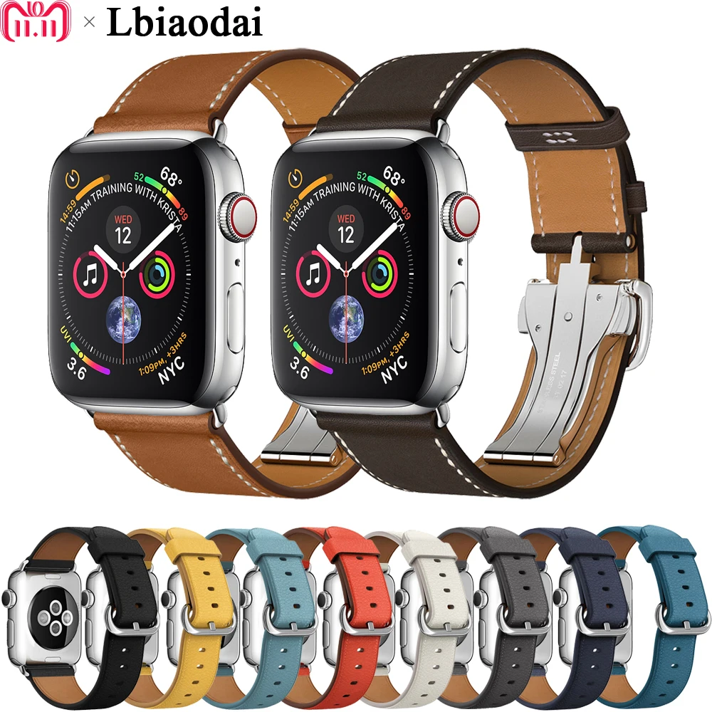 

Genuine Leather watchband Strap For Apple watch band leather iwatch band 42mm 44mm 40mm 38mm Bracelet Wrist Single Tour series 4
