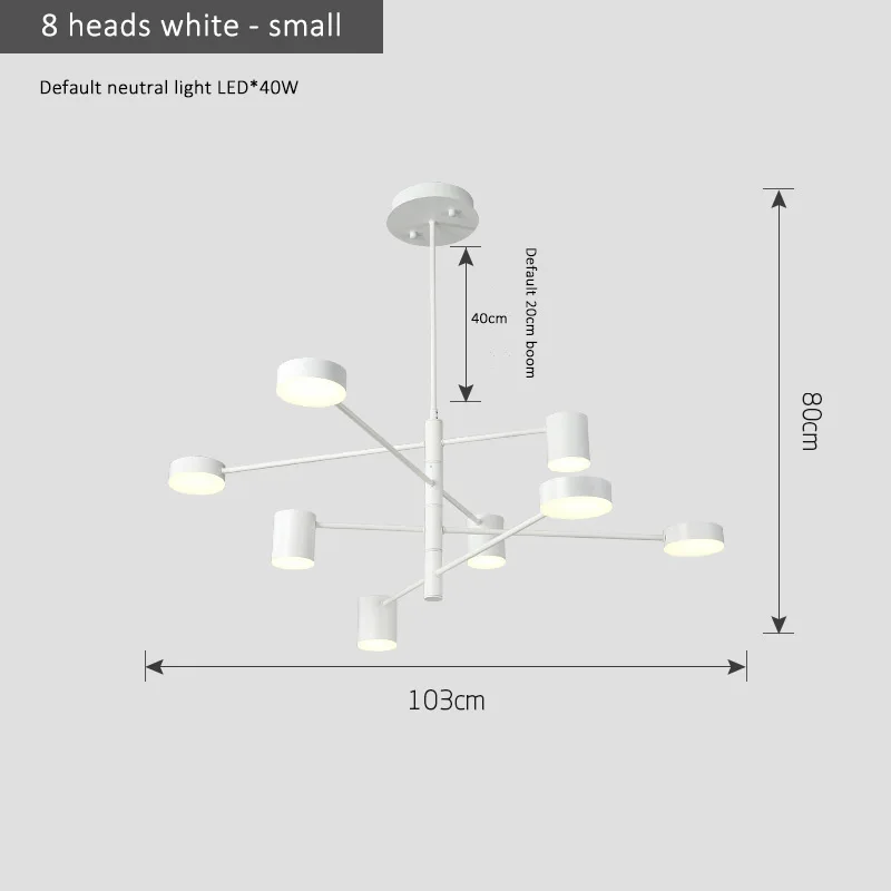 Простые современные подвесные светильники для гостиной, атмосферный домашний ресторан, креативная личность, Скандинавская спальня, подвесной светильник - Цвет корпуса: 8heads white small